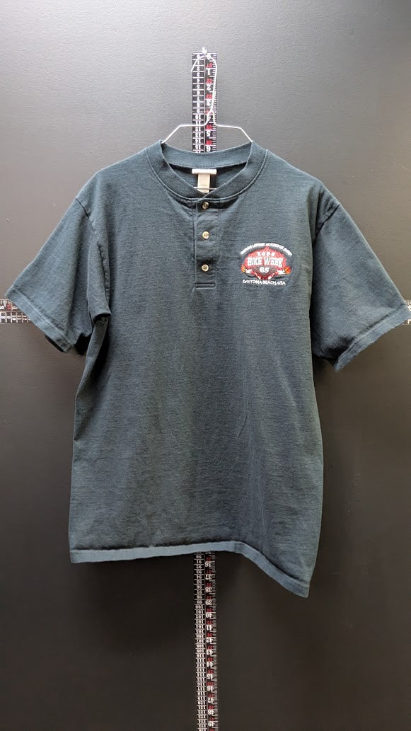 Harley-Davidson Bike Week 1995 Henley T-Shirt Men's Medium Black Daytona Beach