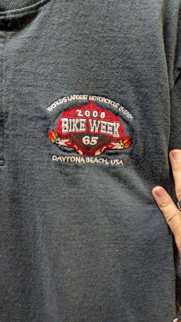 Harley-Davidson Bike Week 1995 Henley T-Shirt Men's Medium Black Daytona Beach
