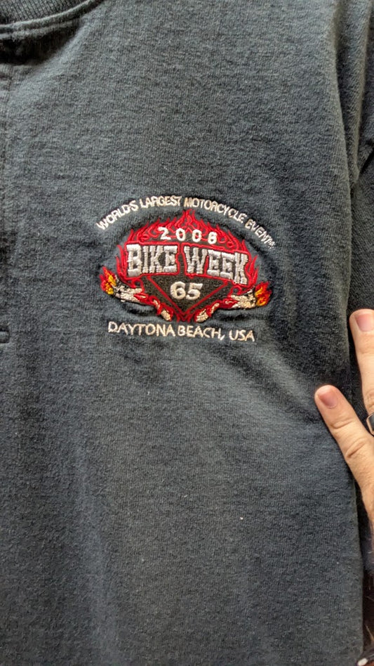 Harley-Davidson Bike Week 1995 Henley T-Shirt Men's Medium Black Daytona Beach