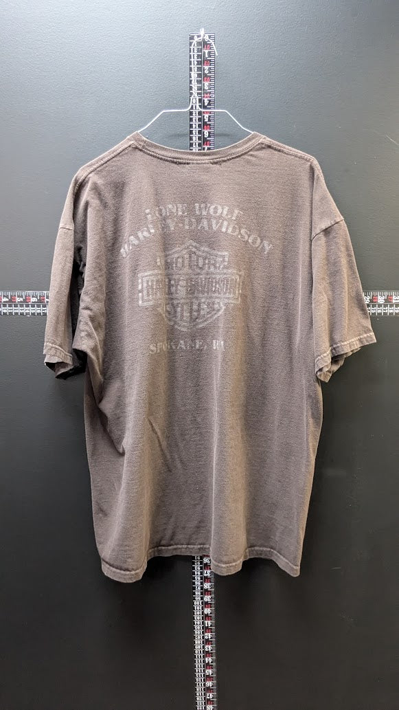 Harley-Davidson Live Free Ride With Pride T-Shirt Men's XL Brown Eagle Graphic Double Sided