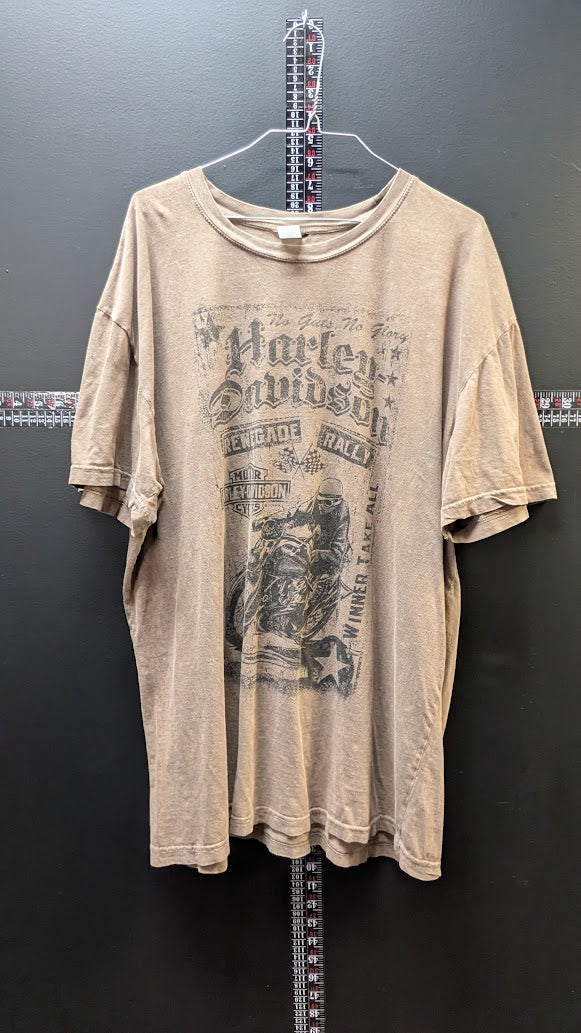 Harley-Davidson Renegade Rally T-Shirt Men's XL Tan Brown D&S Harley-Davidson Phoenix Oregon Double Sided