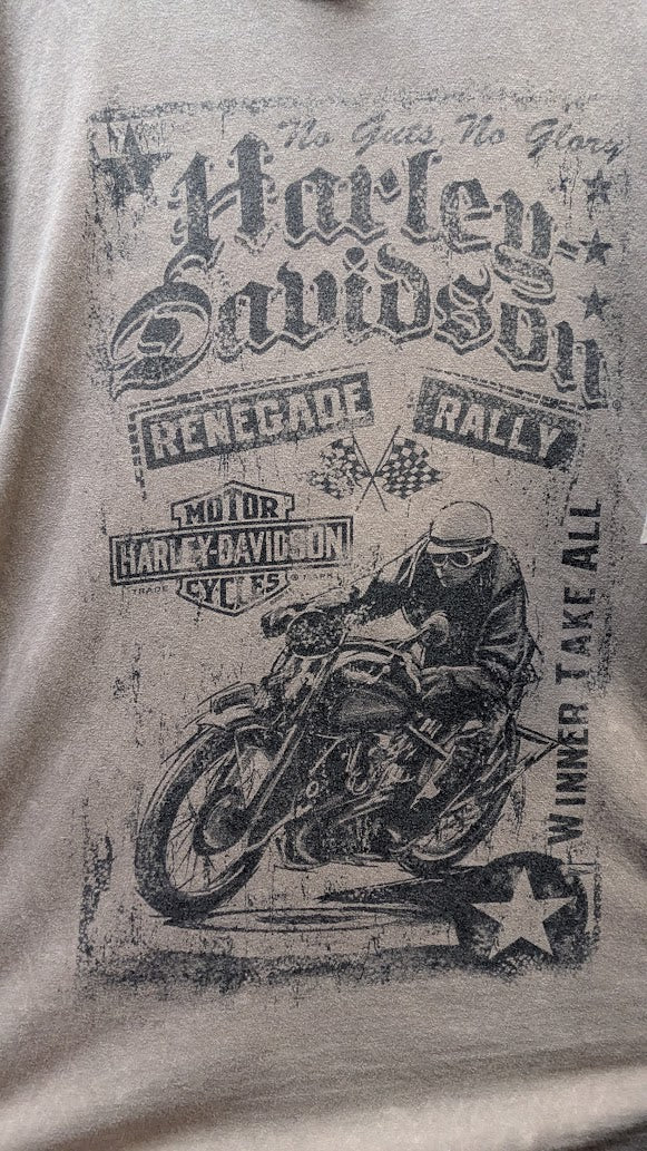 Harley-Davidson Renegade Rally T-Shirt Men's XL Tan Brown D&S Harley-Davidson Phoenix Oregon Double Sided