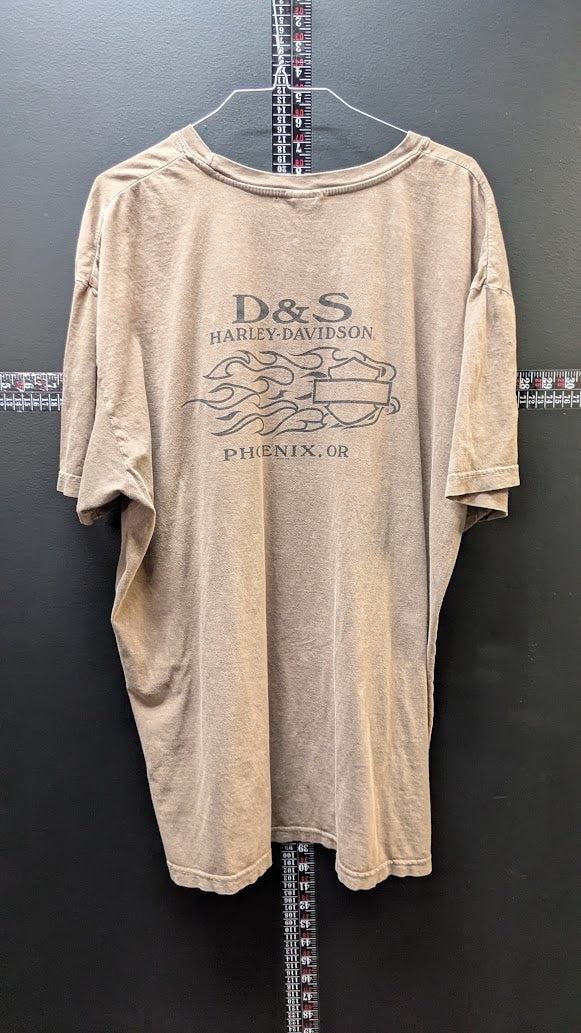 Harley-Davidson Renegade Rally T-Shirt Men's XL Tan Brown D&S Harley-Davidson Phoenix Oregon Double Sided
