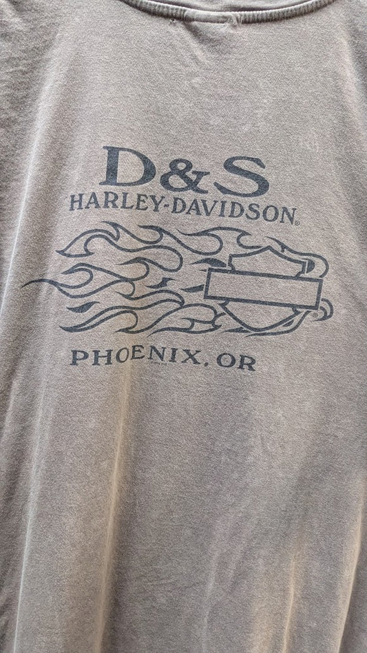 Harley-Davidson Renegade Rally T-Shirt Men's XL Tan Brown D&S Harley-Davidson Phoenix Oregon Double Sided
