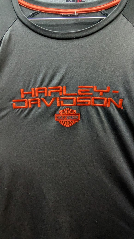 Harley-Davidson Performance Long Sleeve Shirt Men's 3XL Black Orange Moisture Wicking