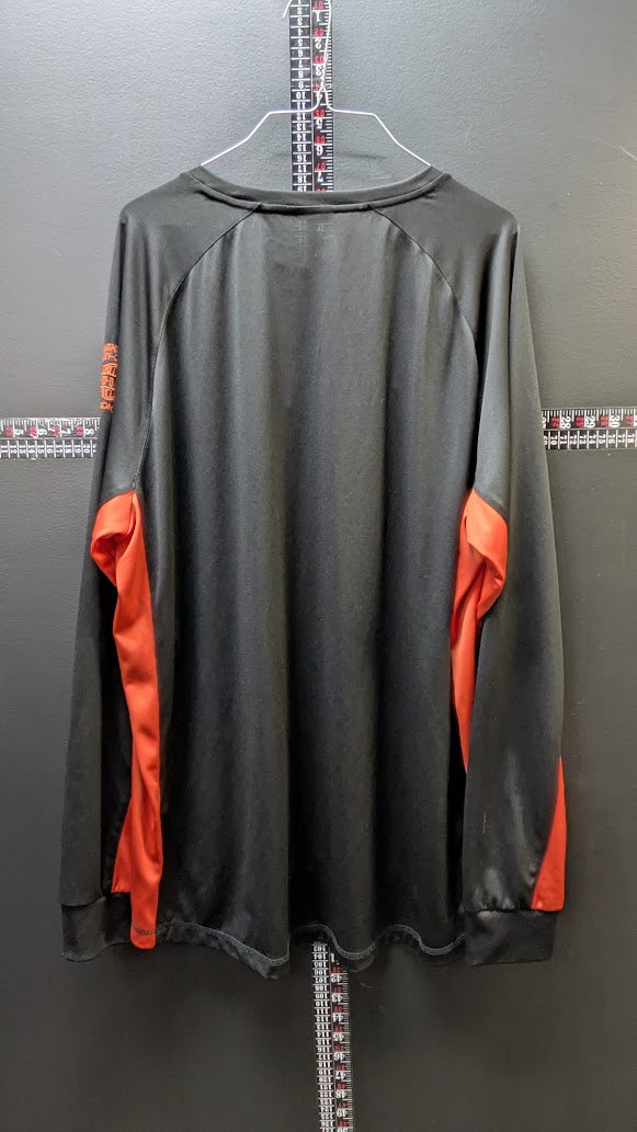 Harley-Davidson Performance Long Sleeve Shirt Men's 3XL Black Orange Moisture Wicking