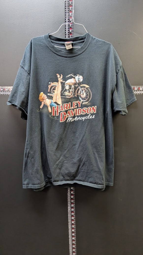 Harley-Davidson Bloomington Indiana Pin Up Girl Motorcycle T-Shirt Men's XL Black