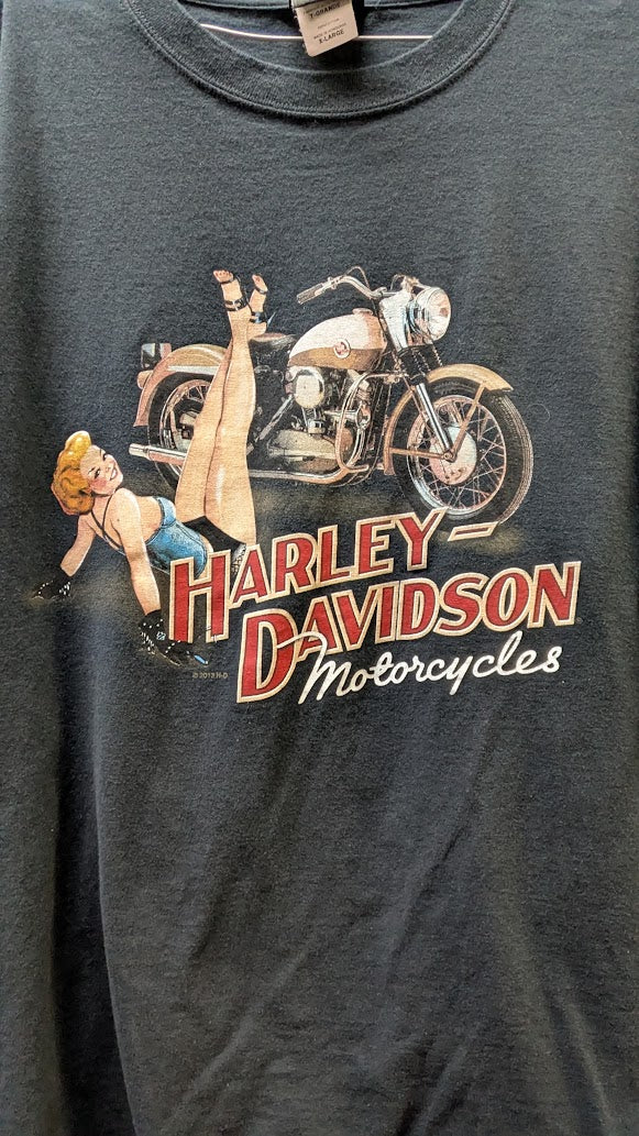 Harley-Davidson Bloomington Indiana Pin Up Girl Motorcycle T-Shirt Men's XL Black
