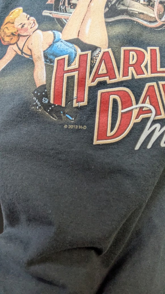 Harley-Davidson Bloomington Indiana Pin Up Girl Motorcycle T-Shirt Men's XL Black