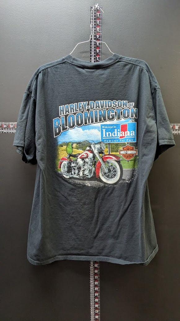 Harley-Davidson Bloomington Indiana Pin Up Girl Motorcycle T-Shirt Men's XL Black