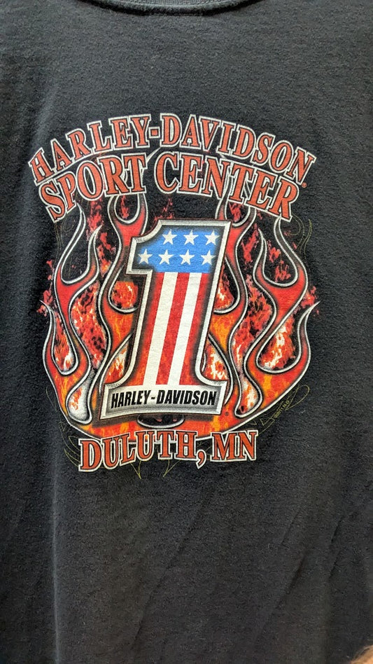 Harley-Davidson Two Wheels Move The Soul T-Shirt Men's 2XL Black Duluth MN Double Sided