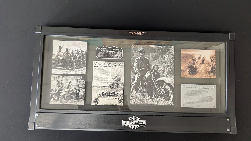Harley-Davidson 1942 WLA Shadow Box Display Dayton Ohio F&S Dealer Military Wall Art