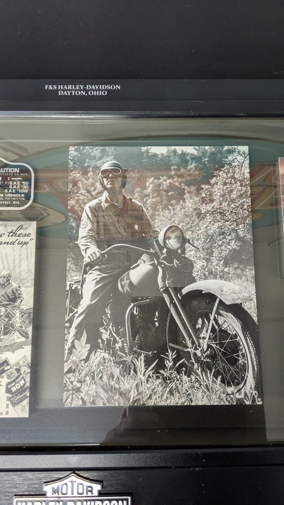 Harley-Davidson 1942 WLA Shadow Box Display Dayton Ohio F&S Dealer Military Wall Art