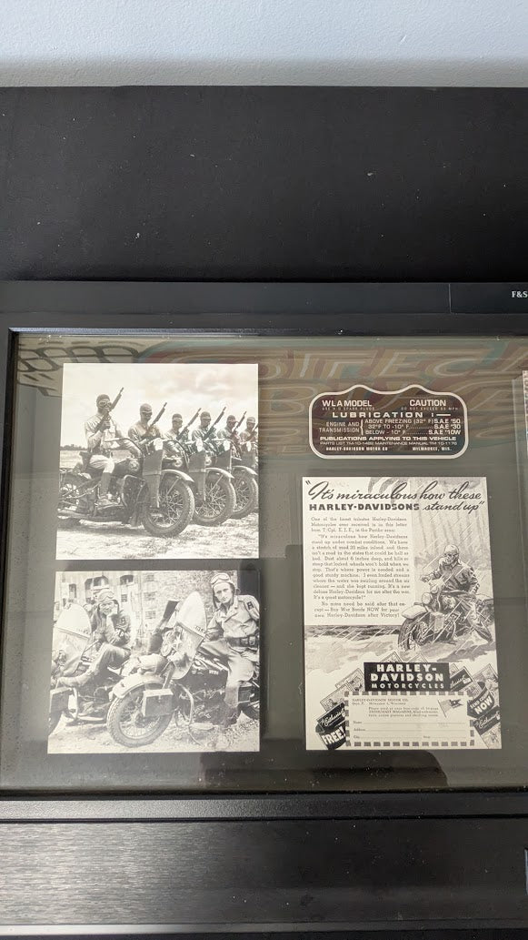 Harley-Davidson 1942 WLA Shadow Box Display Dayton Ohio F&S Dealer Military Wall Art