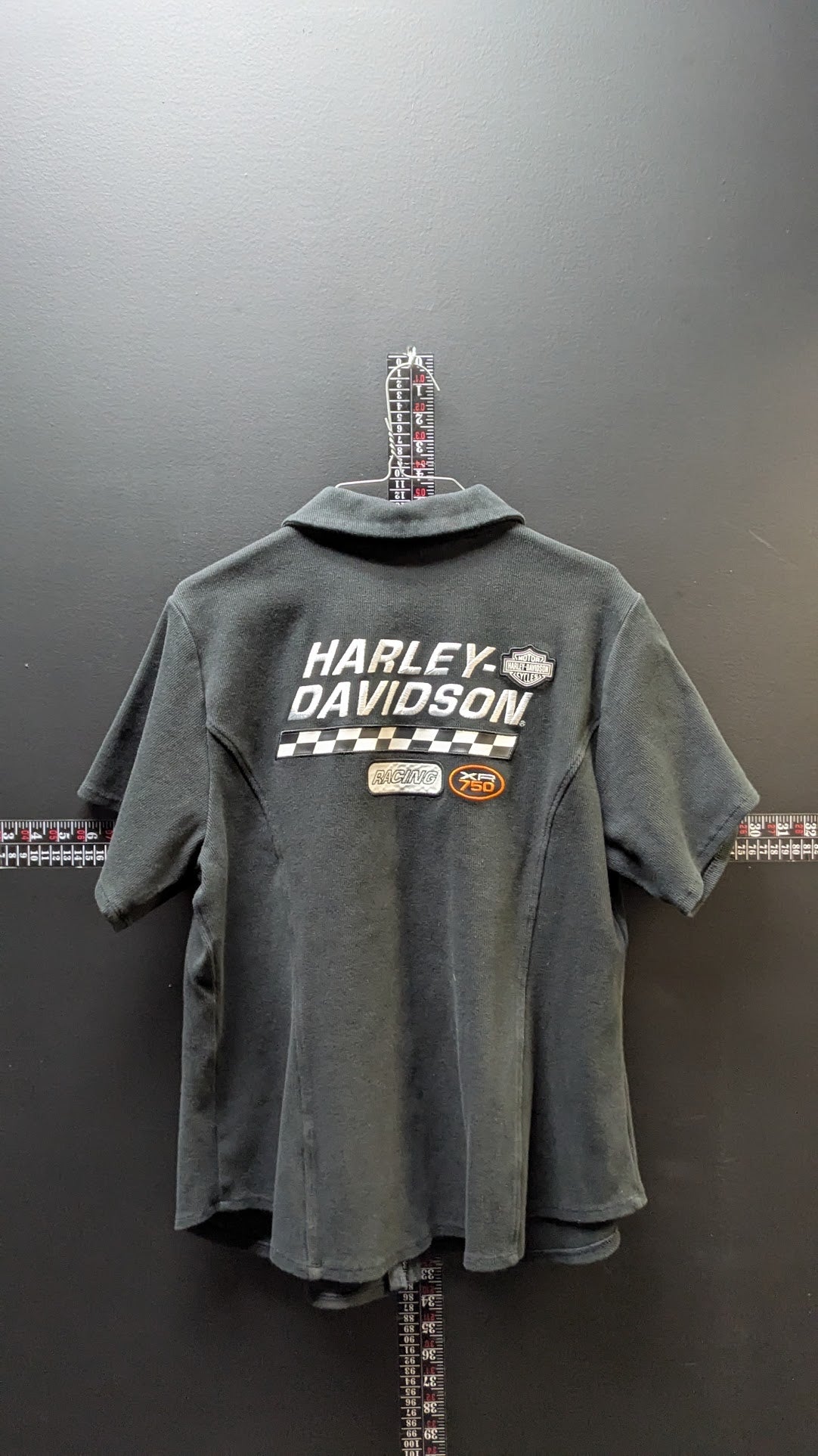 Harley-Davidson Women's 1W Black Full Zip Racing Polo Shirt Short Sleeve Embroidered