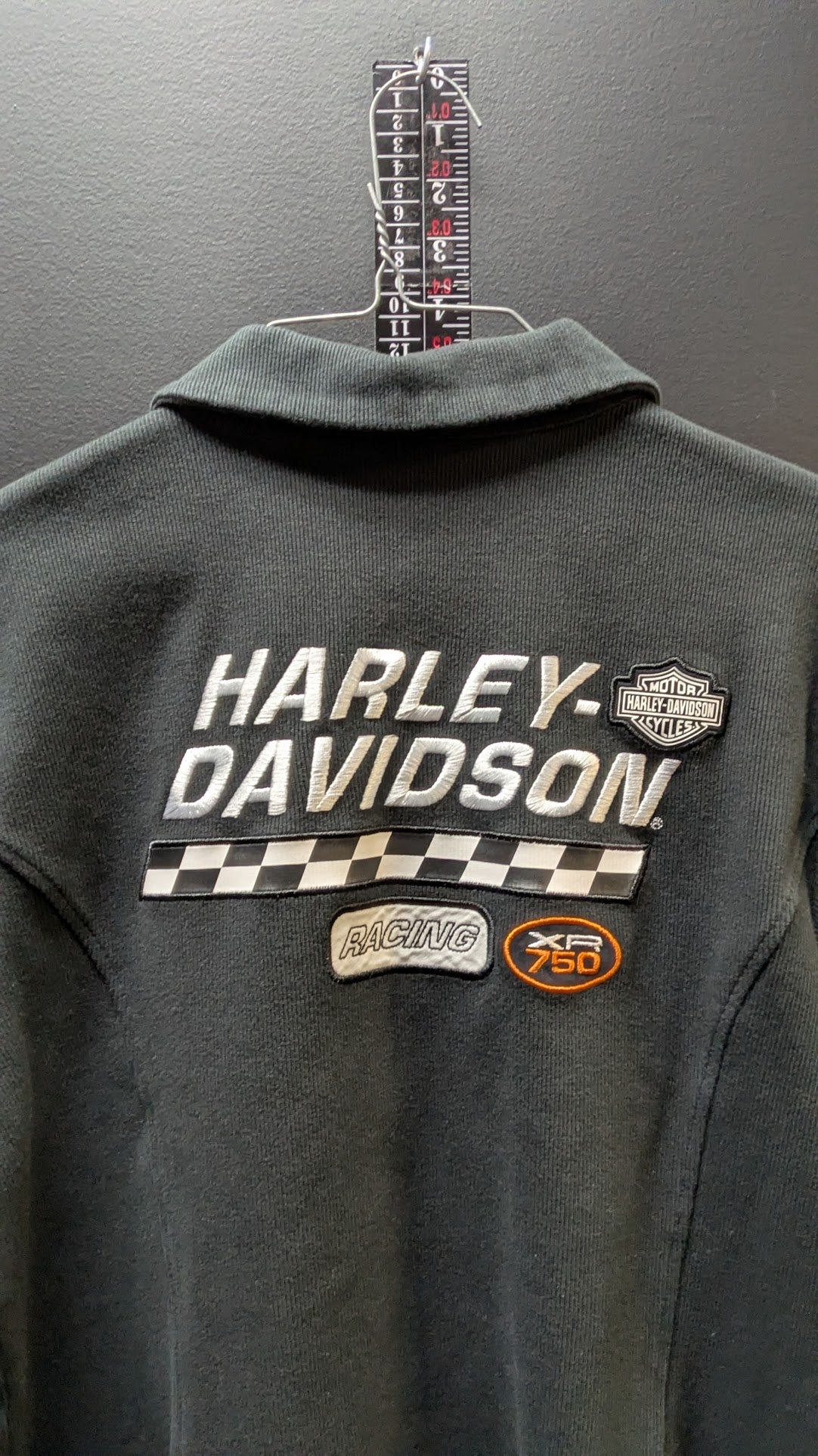 Harley-Davidson Women's 1W Black Full Zip Racing Polo Shirt Short Sleeve Embroidered