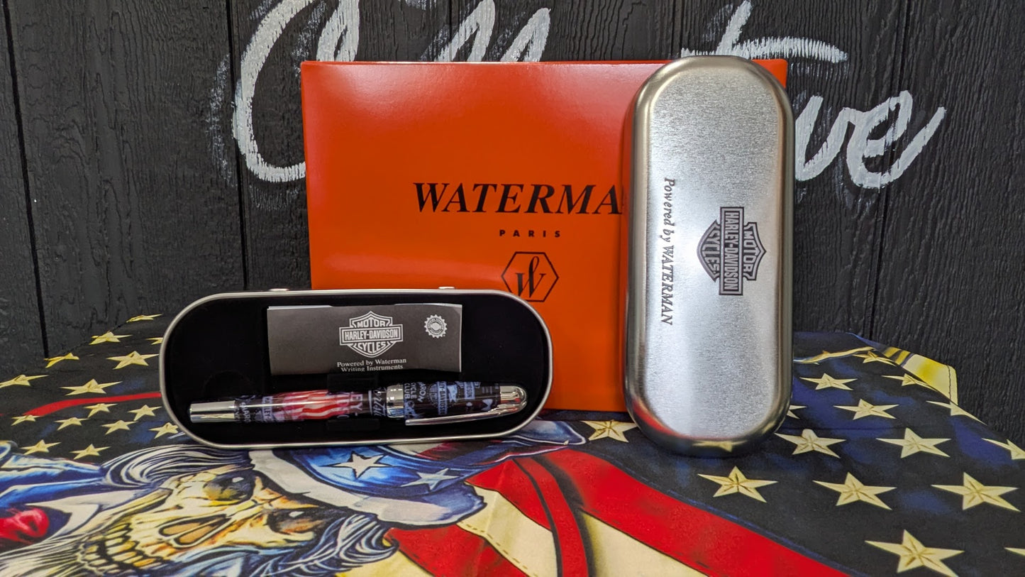 Harley-Davidson Waterman Paris Rollerball Pen Limited Edition w/ Case & Box New Gift Set