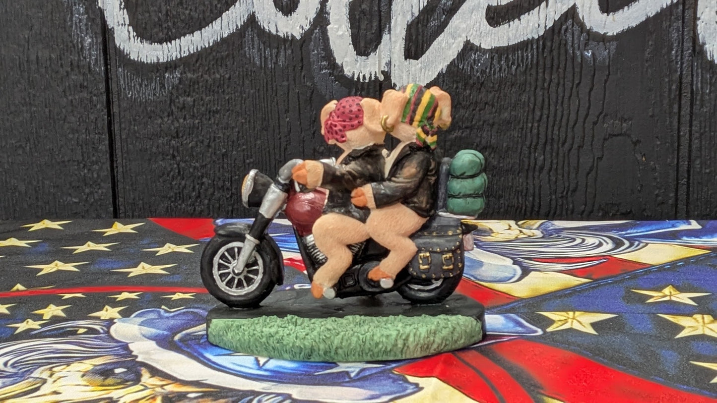 Pork Choppers Highway Hogs  Figurine Motorcycle Biker Pig Couple Statue w/ Box #33900