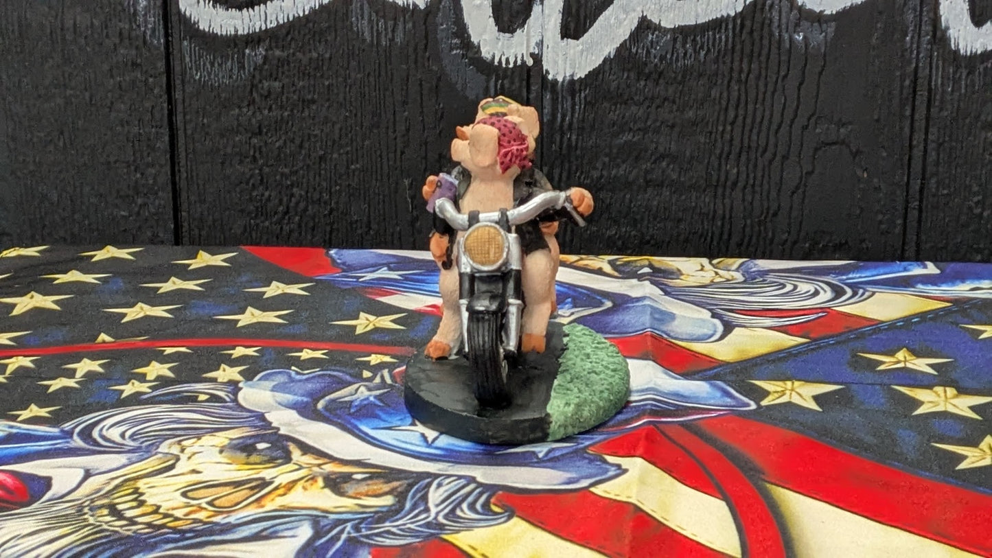 Pork Choppers Highway Hogs  Figurine Motorcycle Biker Pig Couple Statue w/ Box #33900