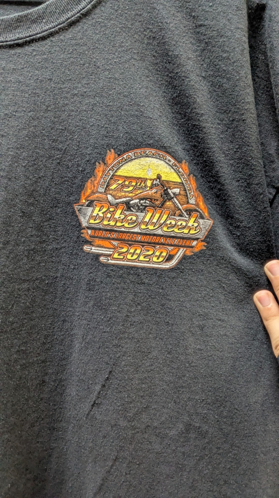 Vintage 2020 Daytona Beach Bike Week 79th Motorcycle Event T-Shirt Men's Black Double Sided