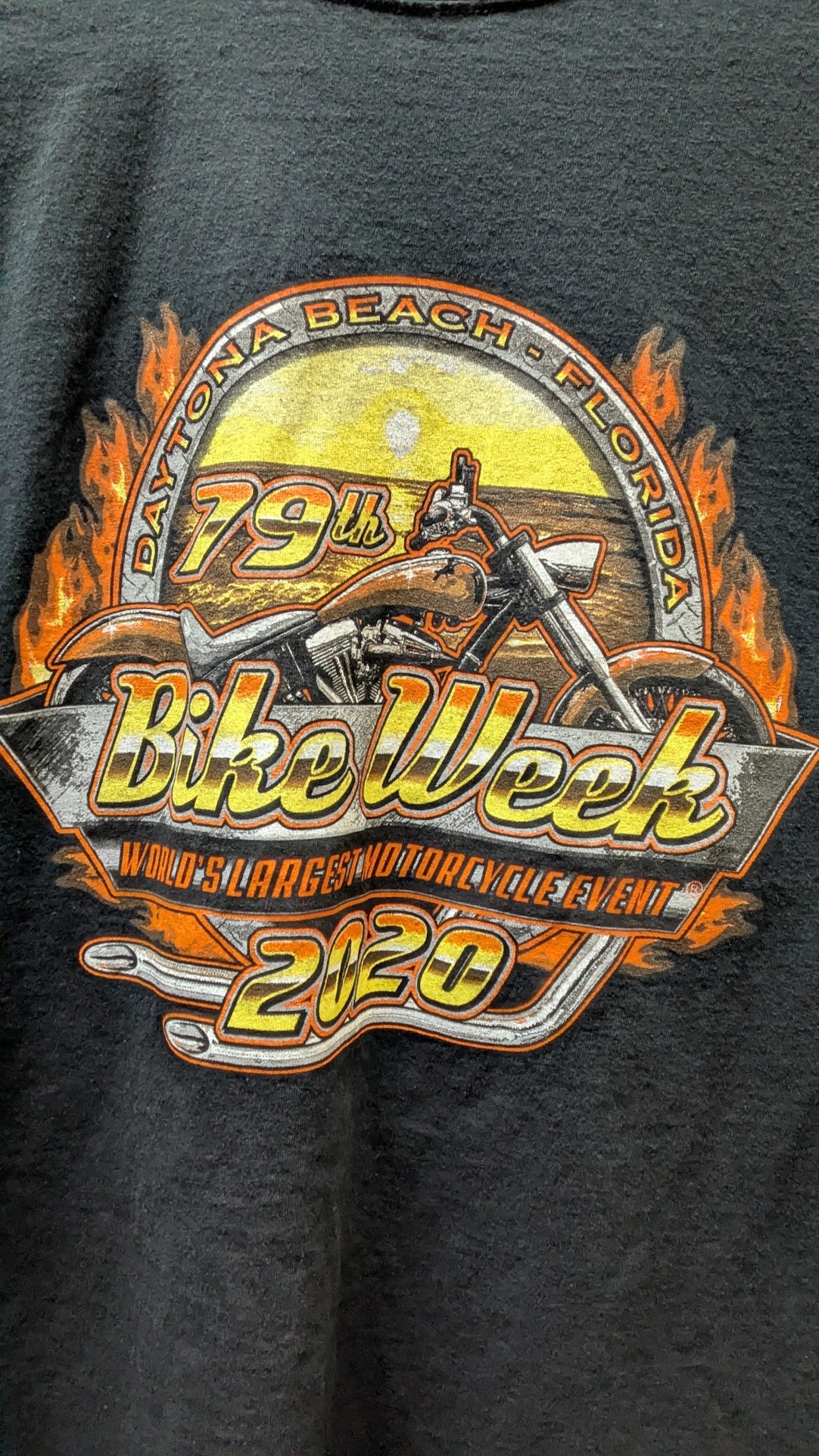 Vintage 2020 Daytona Beach Bike Week 79th Motorcycle Event T-Shirt Men's Black Double Sided