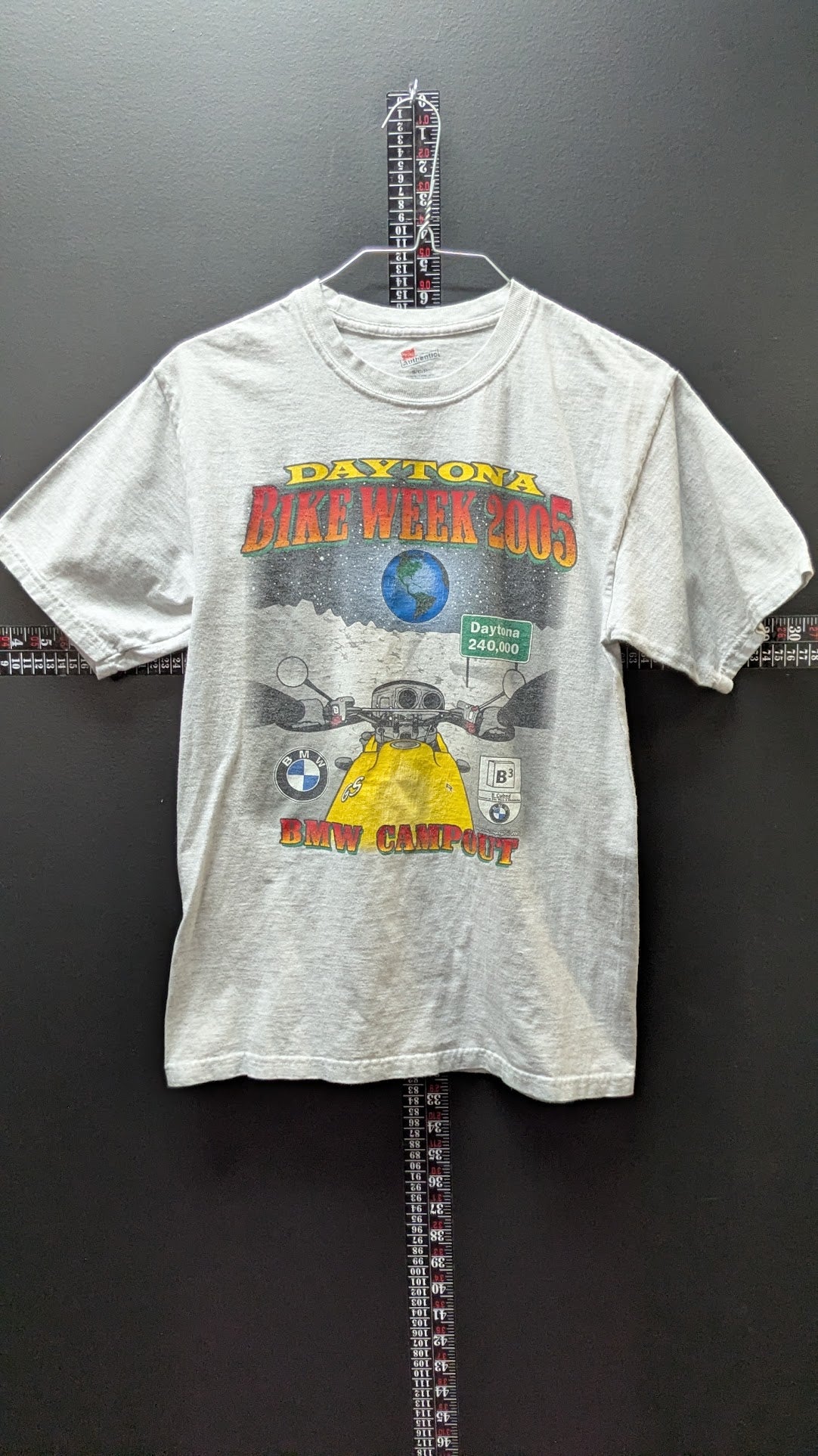 Vintage 2005 Daytona Bike Week BMW Campout T-Shirt Men's Small Gray Motorcycle Tee