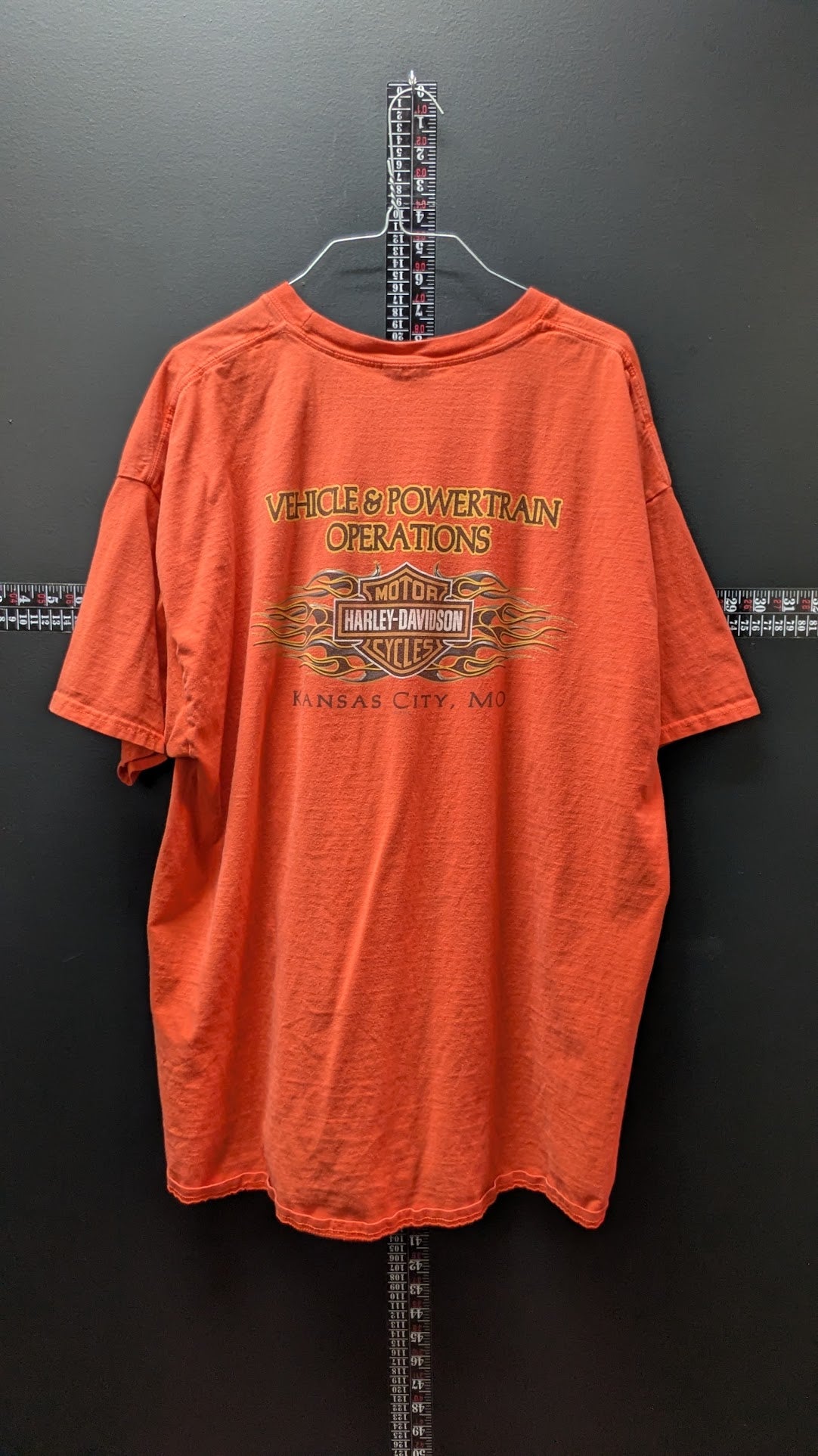 Vintage Harley-Davidson Vehicle & Powertrain Operations T-Shirt Kansas City MO Orange Men's XL