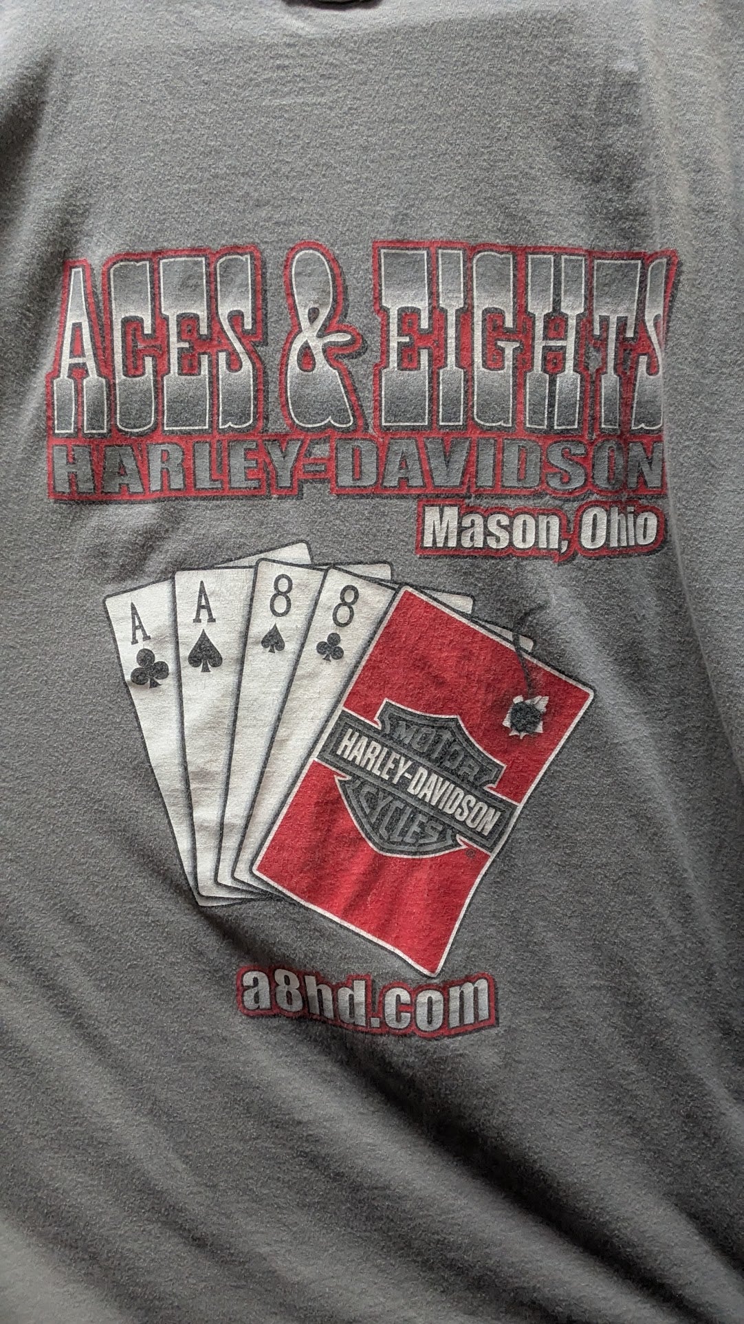2008 Harley-Davidson Naughty Or Nice T-Shirt Men's Gray Santa Pin Up Aces & Eights L