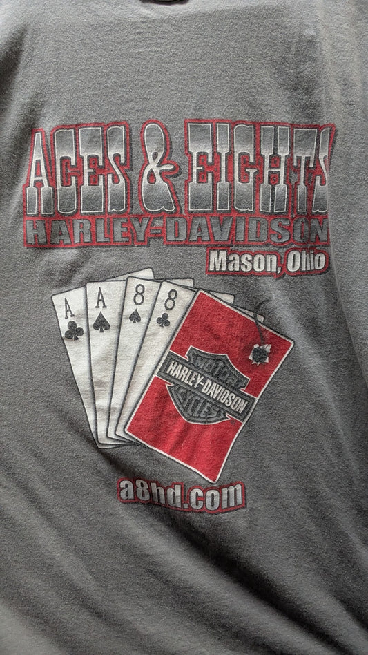 2008 Harley-Davidson Naughty Or Nice T-Shirt Men's Gray Santa Pin Up Aces & Eights L