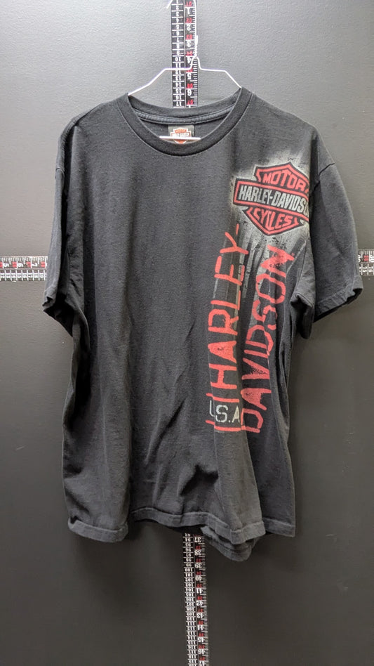 2009 Harley-Davidson Custer SD T-Shirt Men's Black Vertical Logo Buffalo Sturgis 2XL