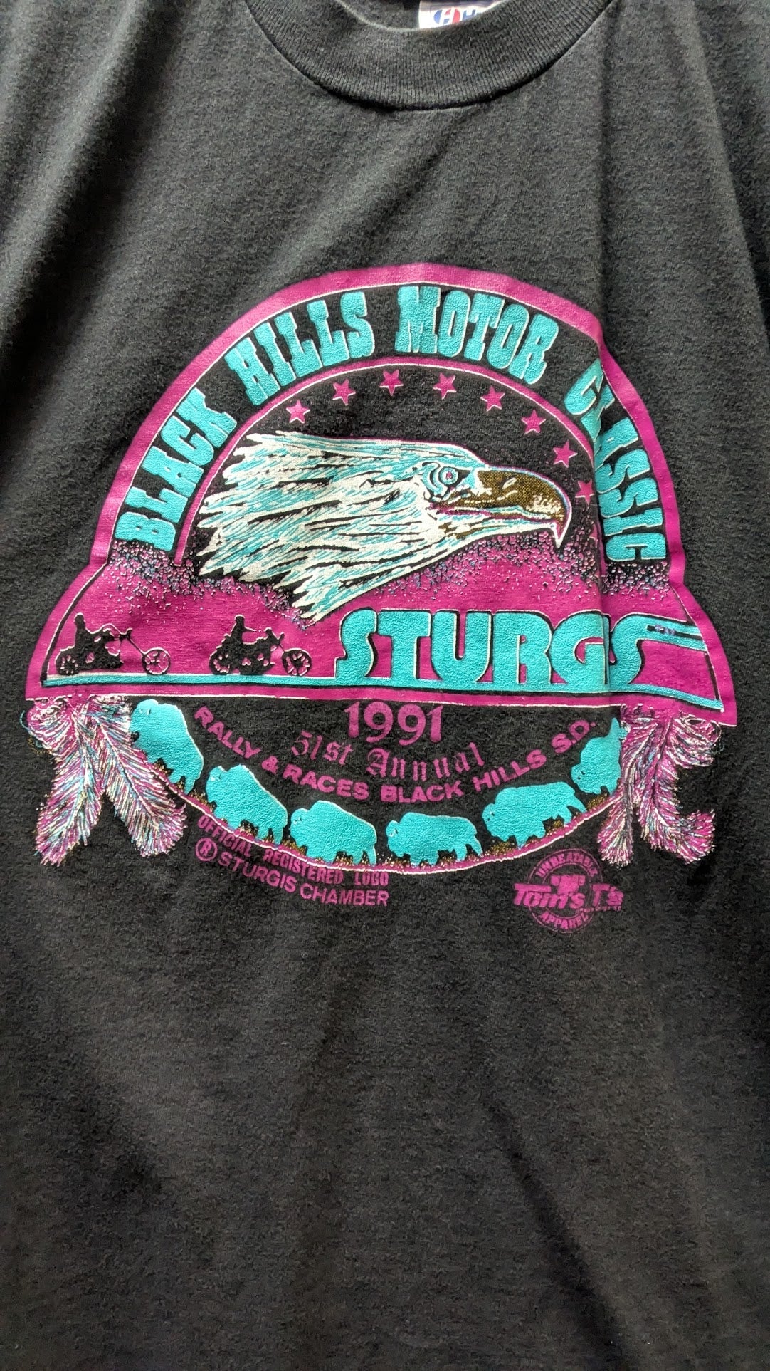 Vintage 1991 Sturgis Black Hills Motor Classic T-Shirt Men's M Hanes Beefy USA Single Stitch