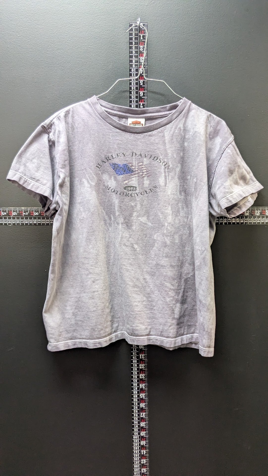 Harley-Davidson Women's T-Shirt Large Gray Cool Springs Franklin TN Eagle USA Flag