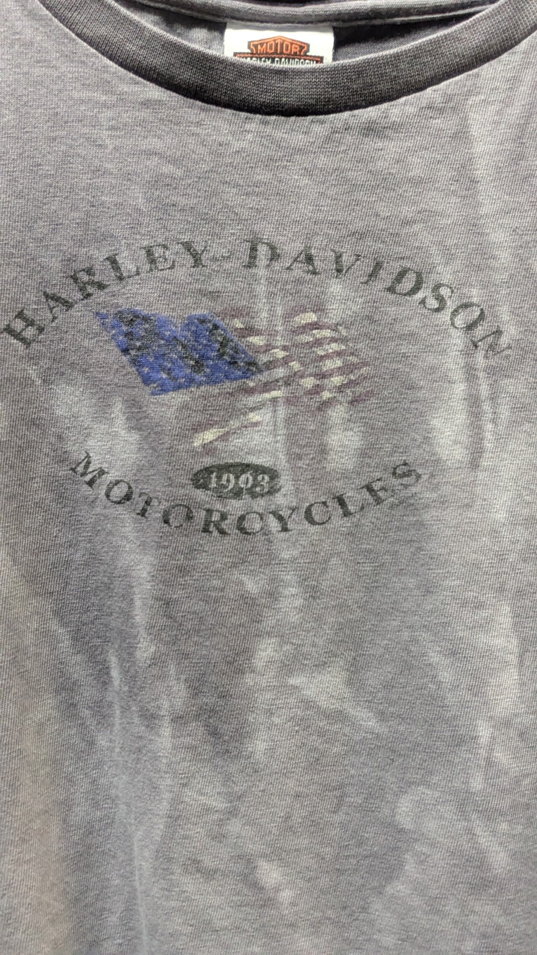 Harley-Davidson Women's T-Shirt Large Gray Cool Springs Franklin TN Eagle USA Flag