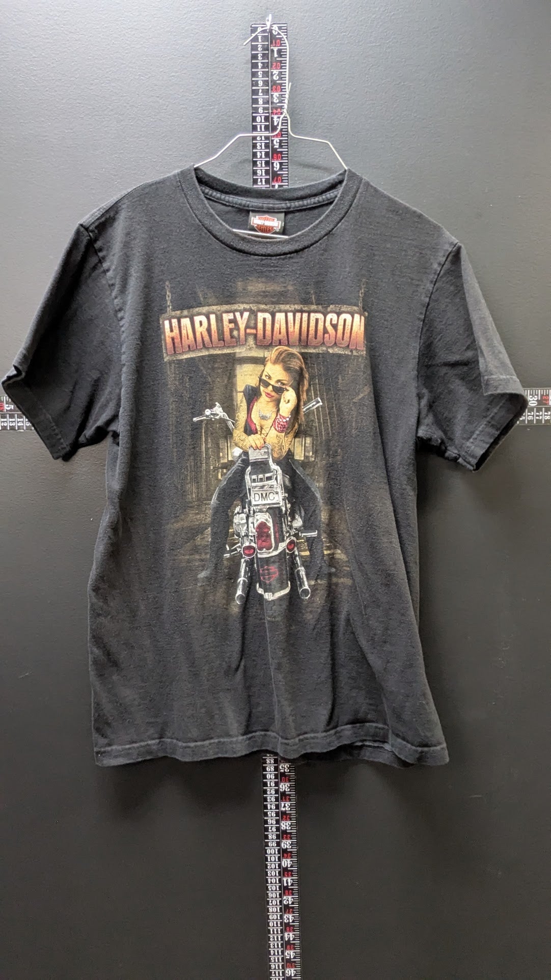 Harley-Davidson Women's T-Shirt Medium Black Mackinaw City MI Biker Girl Double Sided