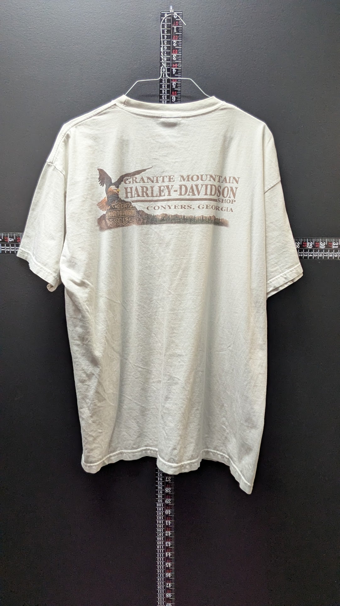 Harley-Davidson Granite Mountain T-Shirt Men's XL White Conyers GA Eagle Double Sided 100% Cotton