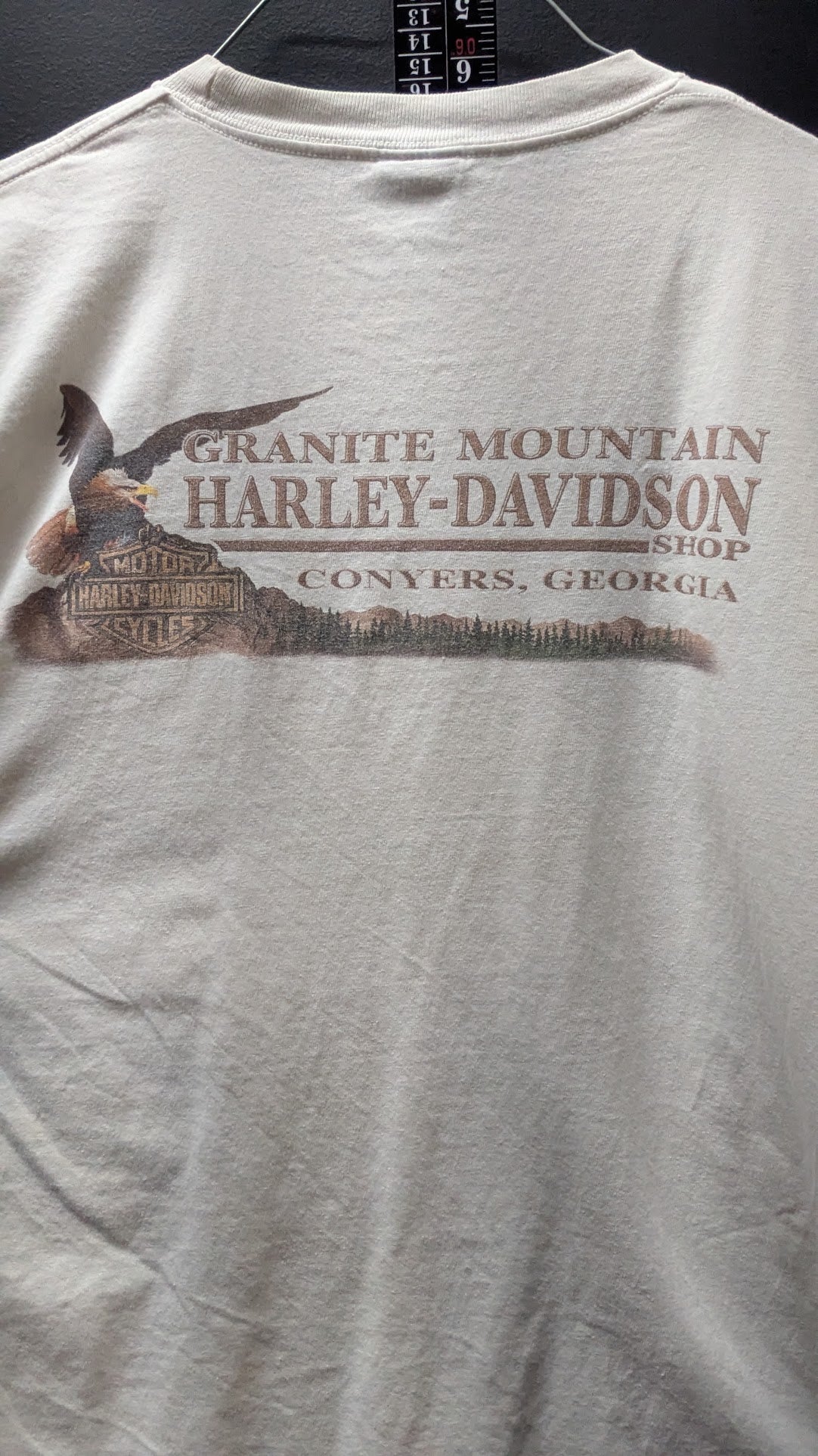Harley-Davidson Granite Mountain T-Shirt Men's XL White Conyers GA Eagle Double Sided 100% Cotton