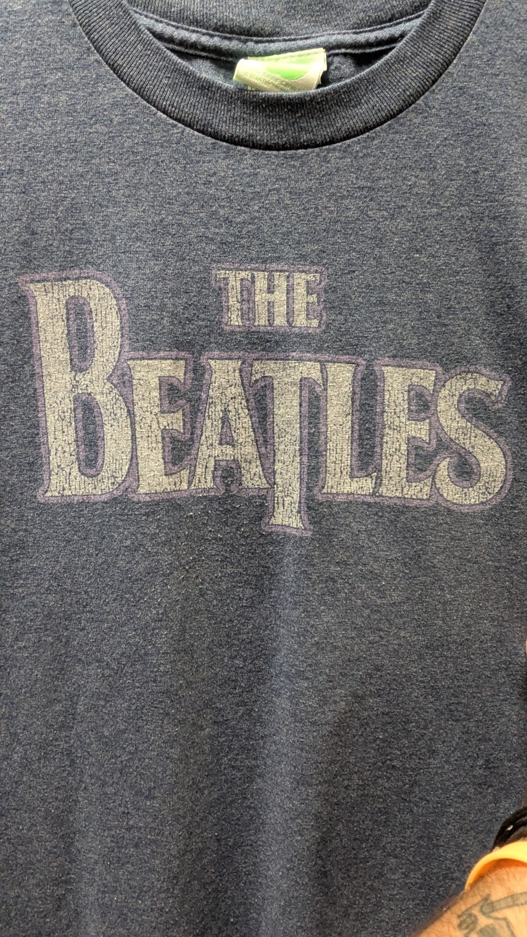 Vintage The Beatles Faded Logo T-Shirt Blue Single Stitch Style Adult Medium