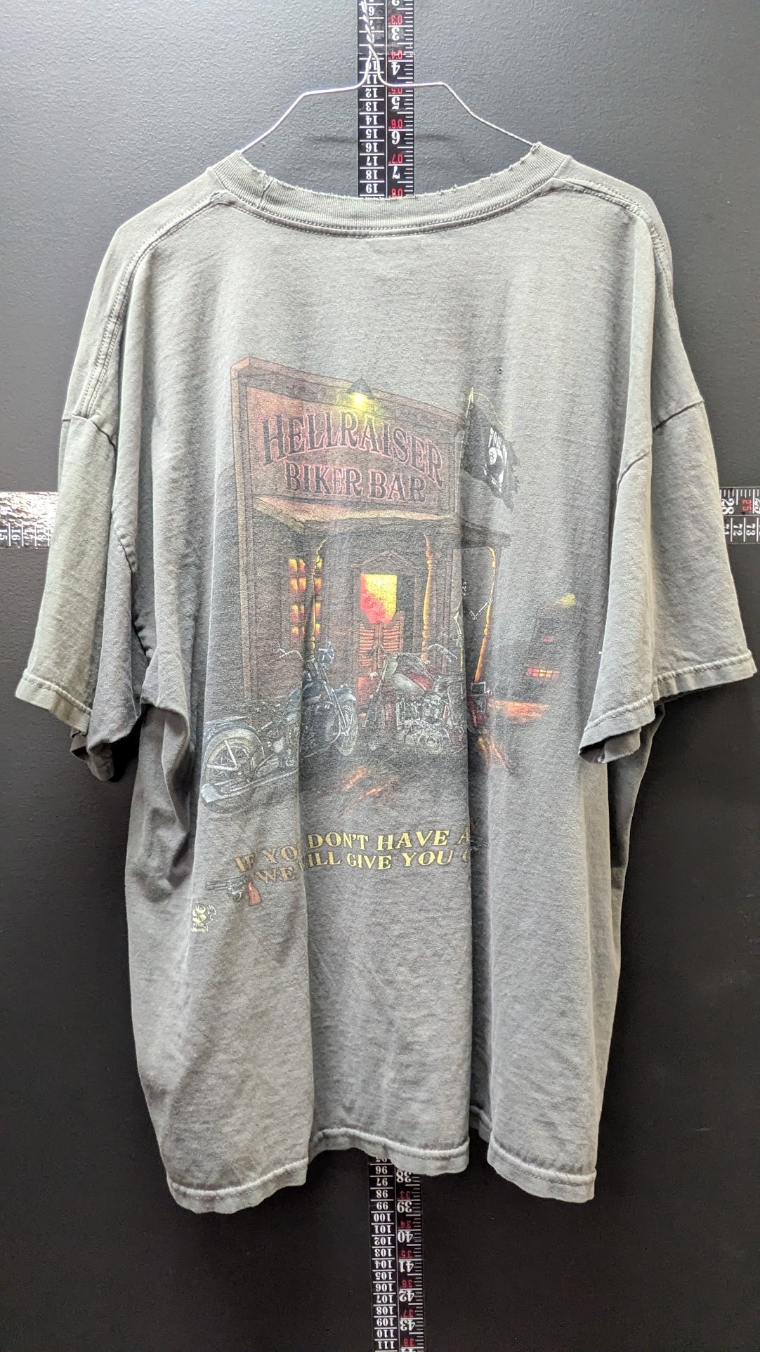 Vintage Hellraiser Biker Bar POW MIA Eagle T-Shirt Gray Faded Graphic Adult XL