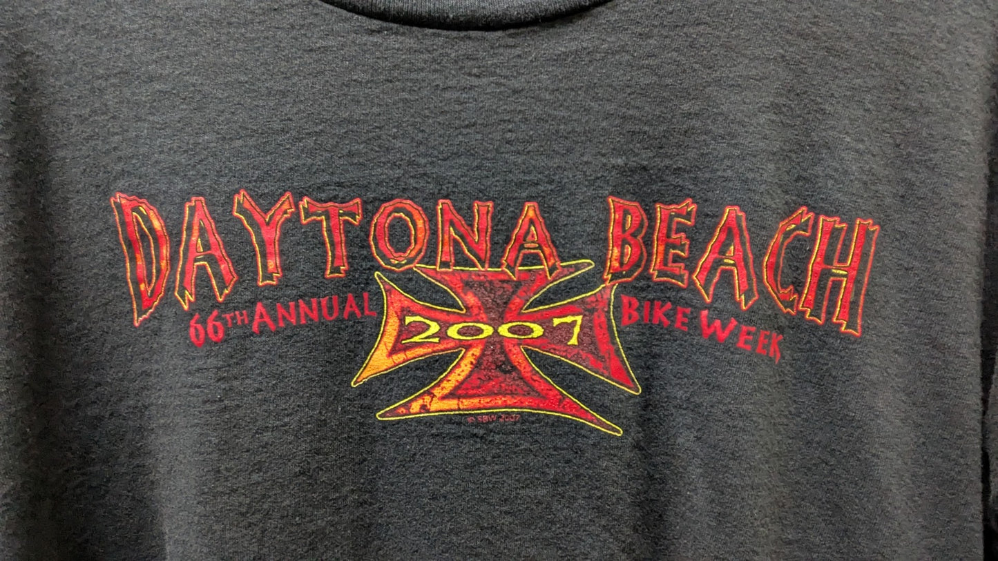Vintage 2007 Daytona Beach Bike Week T-Shirt – 66th Annual Rally – Biker Boar Graphic – Black – Size 3XL