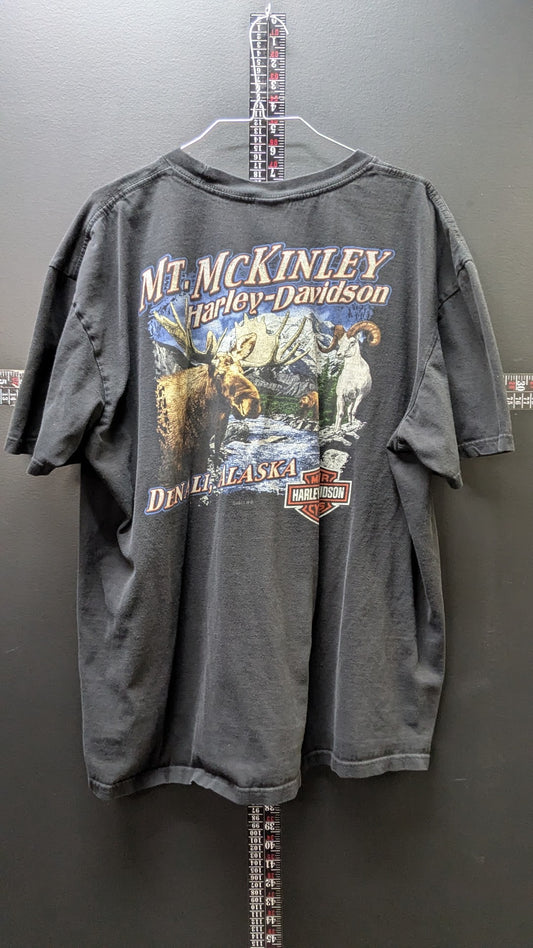 Harley-Davidson Mt. McKinley Dealer T-Shirt – Denali, Alaska – Destination Unknown – Black – Size Large