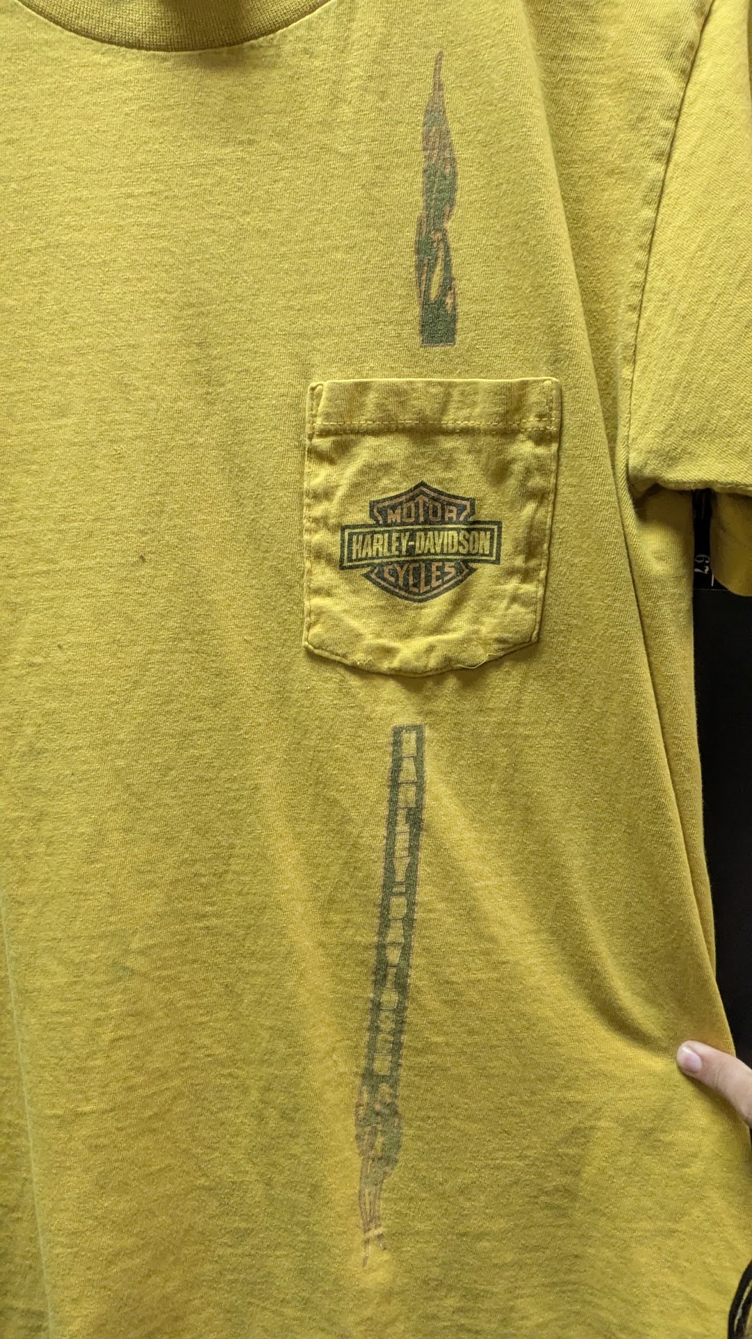 2009 Harley-Davidson Kitty Hawk North Carolina Pocket T-Shirt Mustard Yellow Size Medium