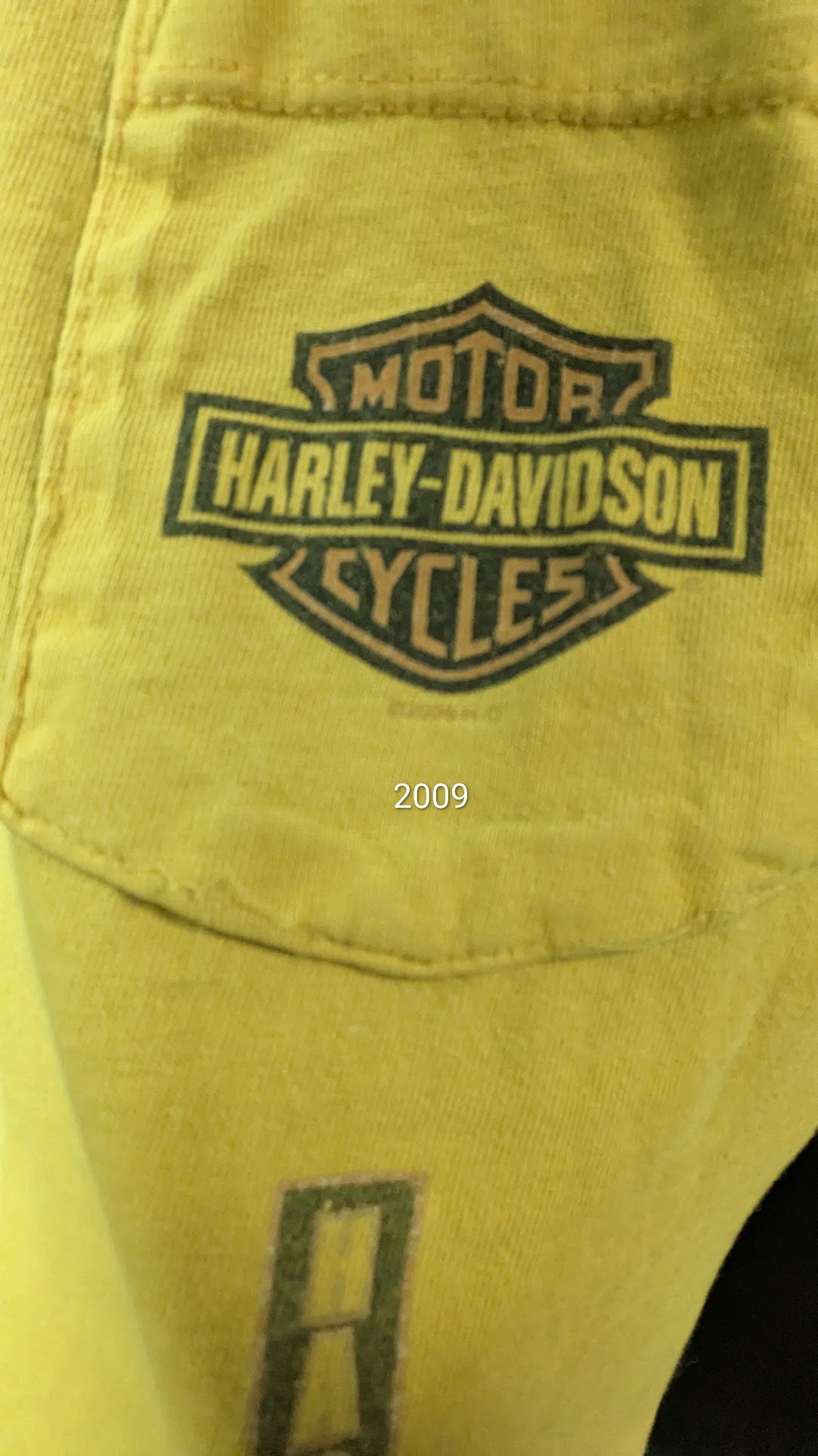 2009 Harley-Davidson Kitty Hawk North Carolina Pocket T-Shirt Mustard Yellow Size Medium