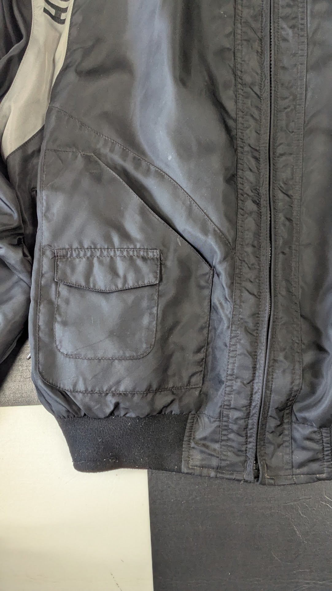 Harley-Davidson Men's Black & Gray Textile Riding Jacket – Embroidered Bar & Shield – Size XL