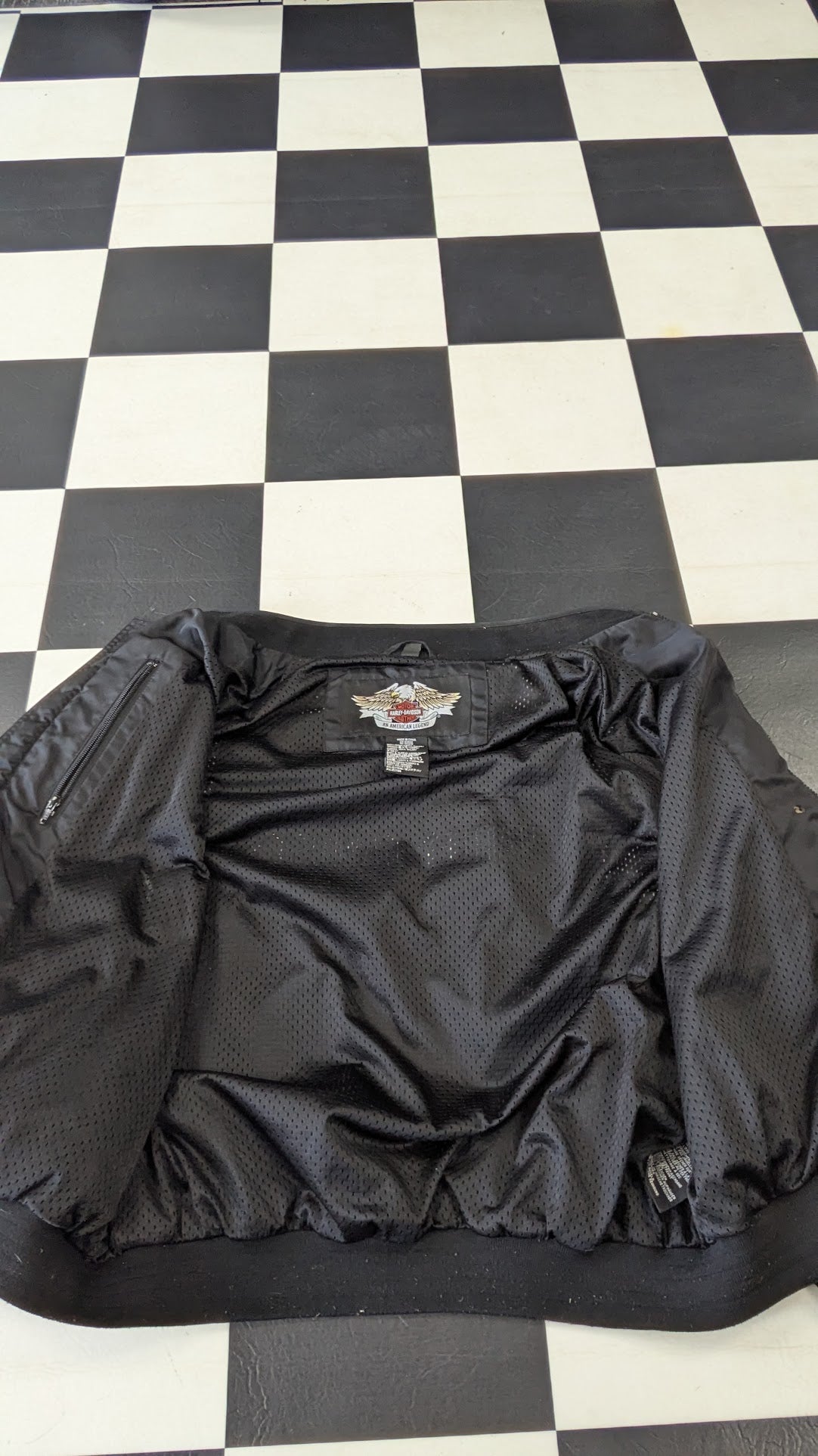 Harley-Davidson Men's Black & Gray Textile Riding Jacket – Embroidered Bar & Shield – Size XL