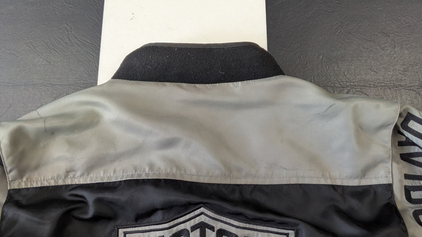 Harley-Davidson Men's Black & Gray Textile Riding Jacket – Embroidered Bar & Shield – Size XL