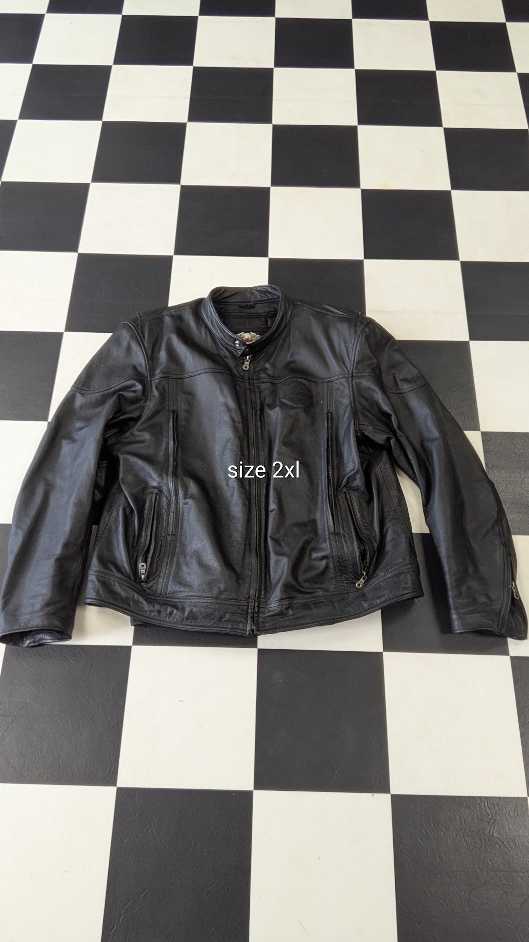 Harley-Davidson Men's Black Leather Riding Jacket with Removable Liner & Armor – Size 2XL