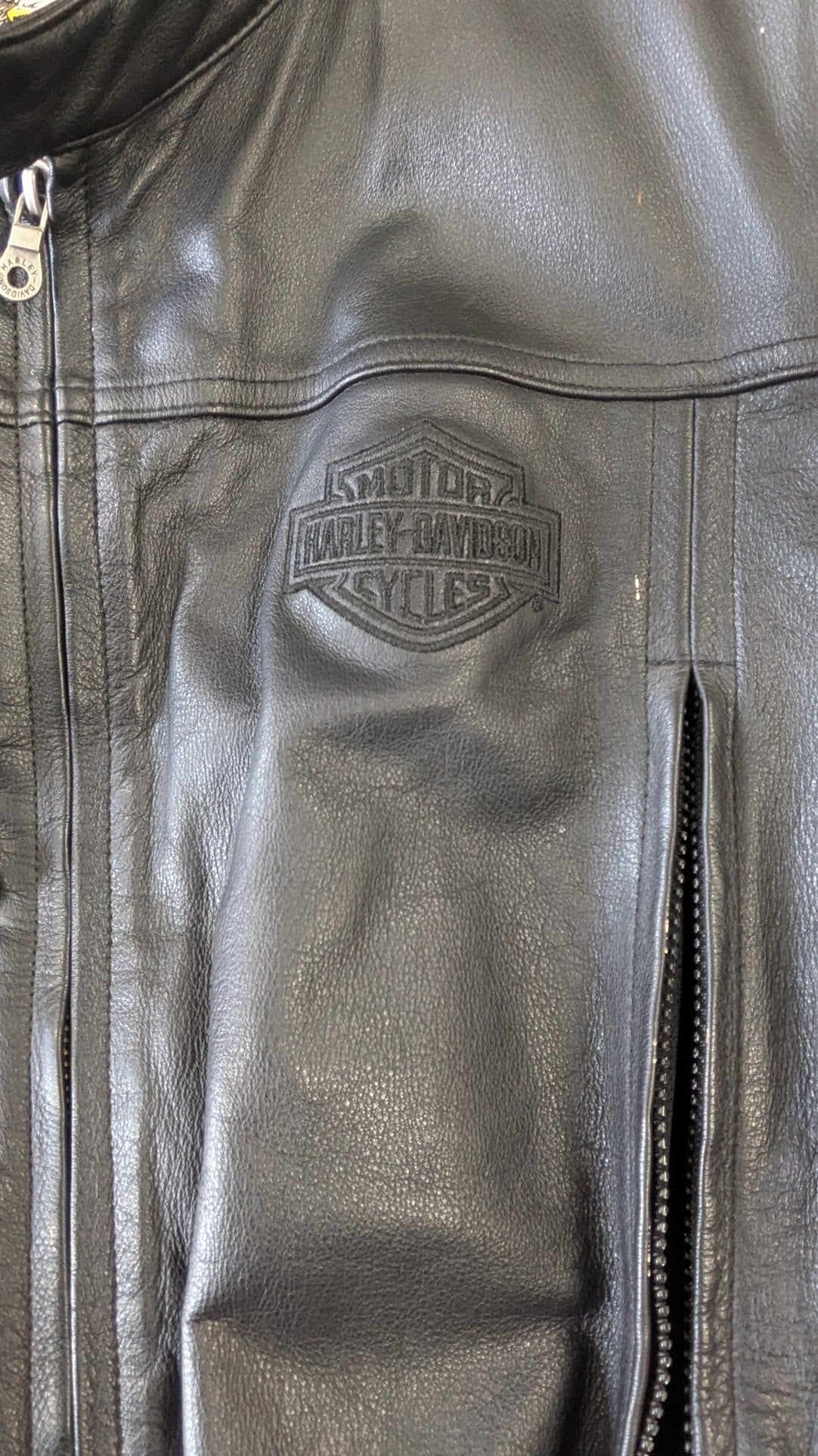 Harley-Davidson Men's Black Leather Riding Jacket with Removable Liner & Armor – Size 2XL