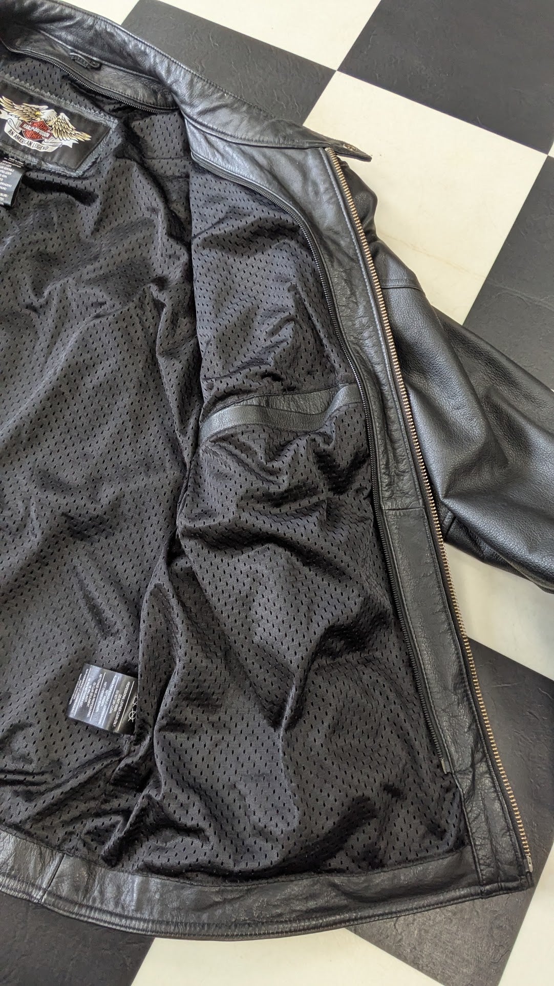 Harley-Davidson Men's Black Leather Riding Jacket with Removable Liner & Armor – Size 2XL