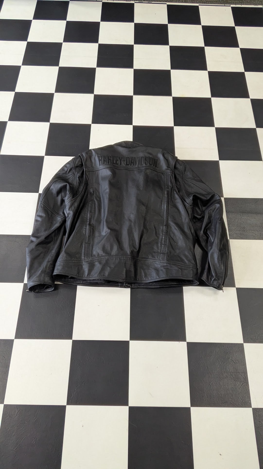 Harley-Davidson Men's Black Leather Riding Jacket with Removable Liner & Armor – Size 2XL