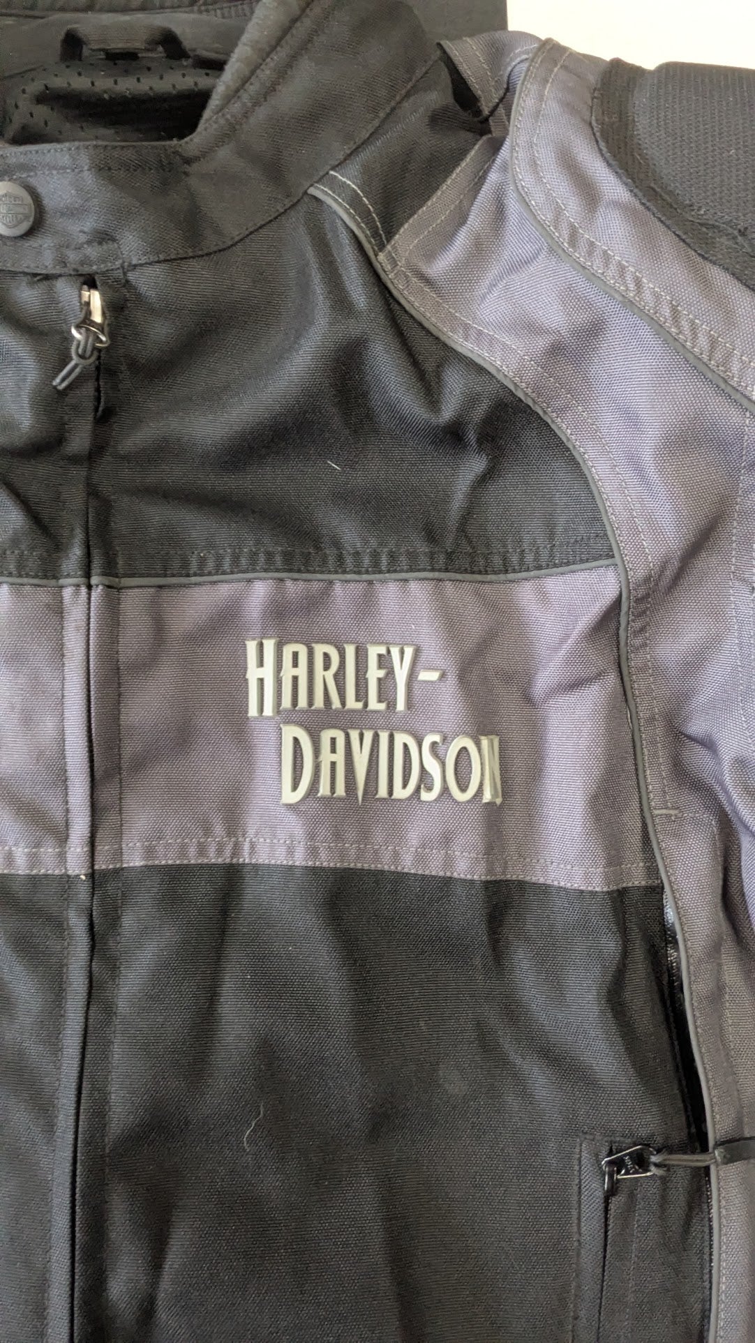 Harley-Davidson Men's Black & Gray Textile Riding Jacket – Vented – Size XL